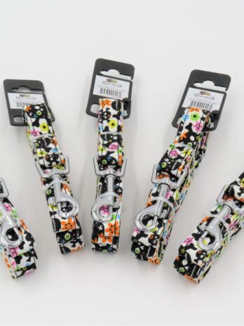 Bark Appeal 3/4″ Leash Skull and Flowers SKFCL