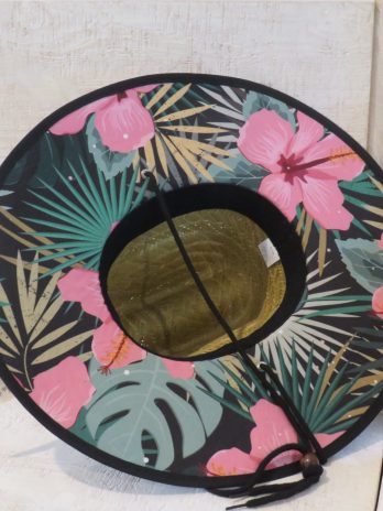 JB Pink Hibiscus Lifeguard Straw Hat